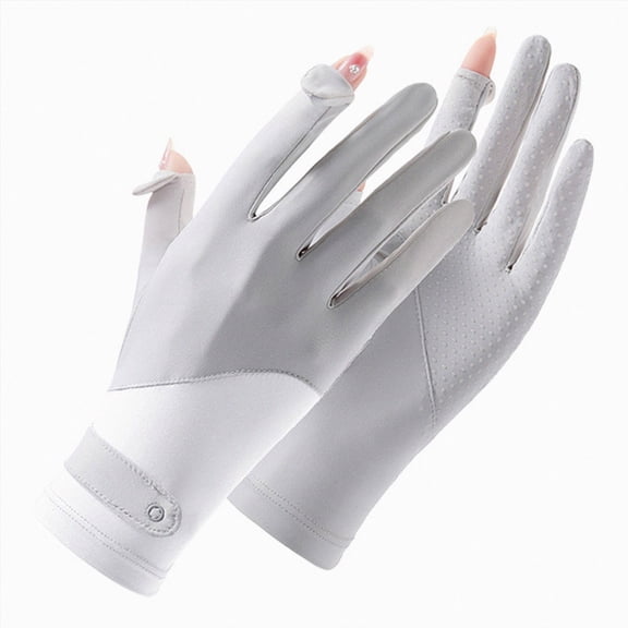 CAUYDY Thin Ice Silk Sun Gloves for Women UV Protection Driving Cycling Gloves UPF 50 Touchscreen Breathable Anti-Slip Lightweight Summer Outdoor(L101-Light Gray,One Size)