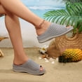 thumbnail image 4 of CYMMPU Women's Mesh Knit Open Toe Slide Sandals, Slip On Breathable Wedge Platform Slippers, Summer Daily Walking Shoes Gray 41, 4 of 9