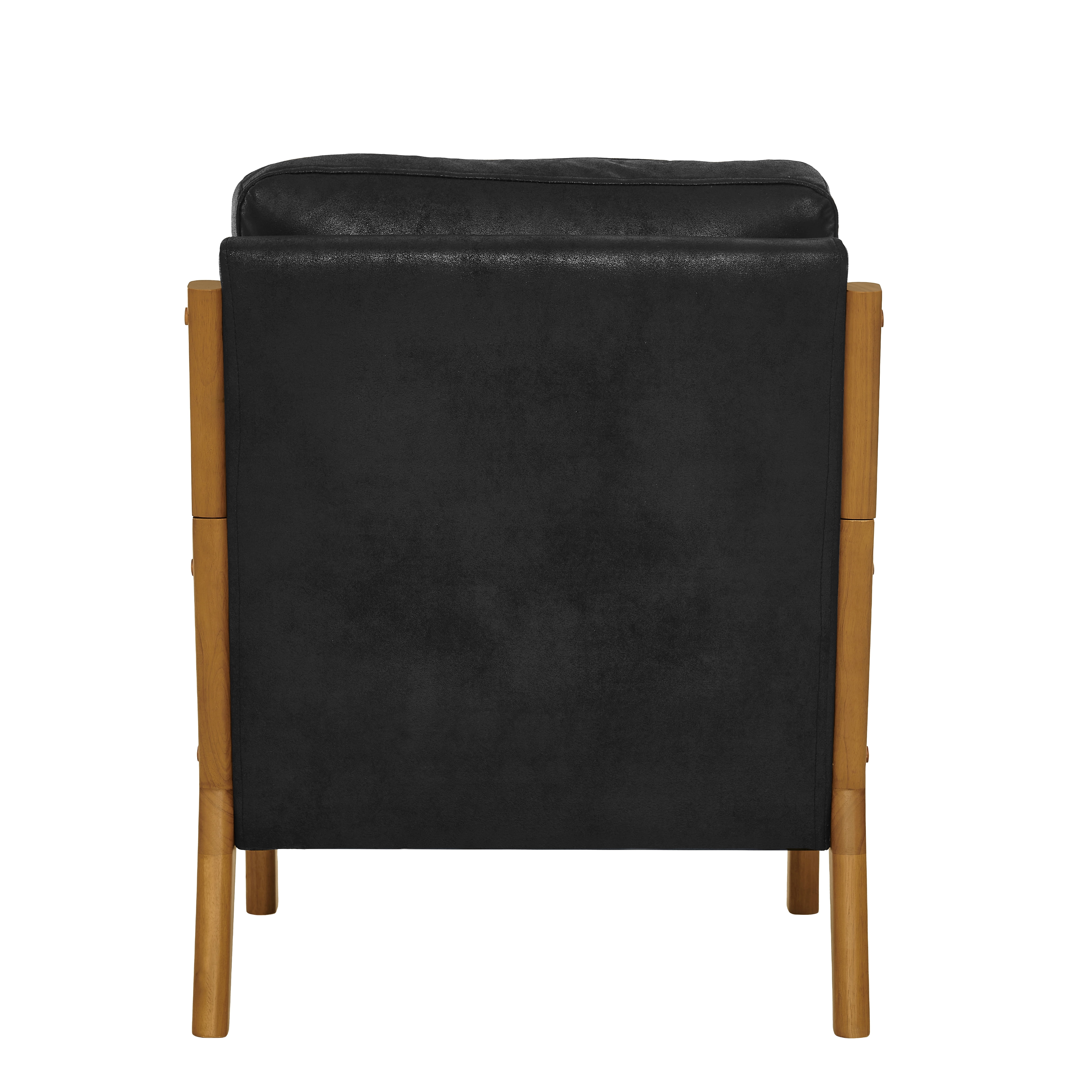 Lounge Chair with Foil Fabric and Solid Wood Frame, Modern Accent Armchair and Curved Seating for Living Room Bedroom, Black