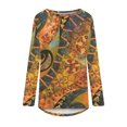 thumbnail image 4 of Sweats à Manches Longues Sweat-Shirt à Col Rond Mode Imprimé Casual Chemisiers Hauts Hi-Lo Ourlet Longue Chute, 4 of 5