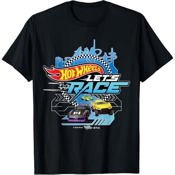 Hot Wheels - Let's Race Racing Car Cityscape T-Shirt