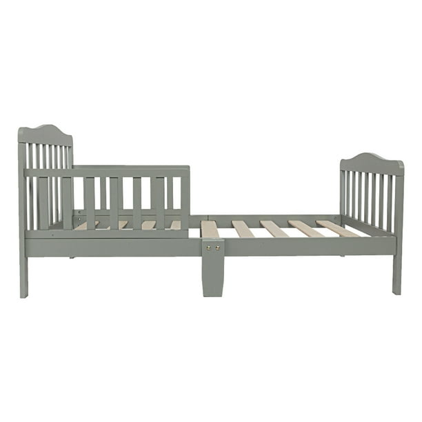 Veryke Wooden Toddler Bed Children Bedroom Furniture With Safety Guardrails Gray Walmart Com Walmart Com