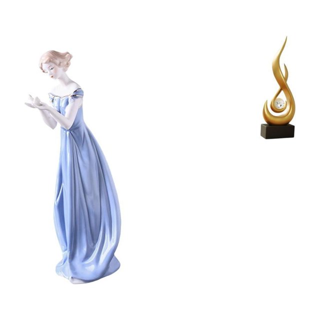 Figura De Porcelana De Dama Con Llamas, Escultura De Resina De Niña Nórdica Moderna, Adorno De Arte Abstracto Para Estante, Gabinete, Escritorio, Decoración De Sala De Estar