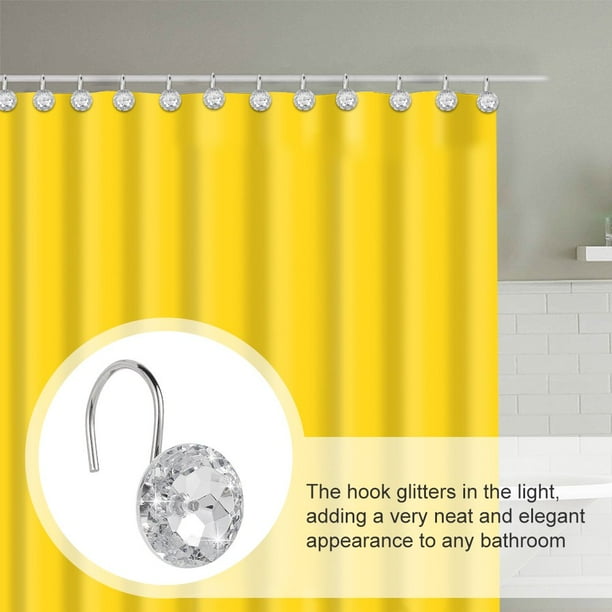 EASTIN Shower Curtain Hooks Acrylic Crystal Shower Curtain Rings Decorative  Curtain Rings Hooks Rustproof Shower Hooks for Curtain Rods Shower Rods 