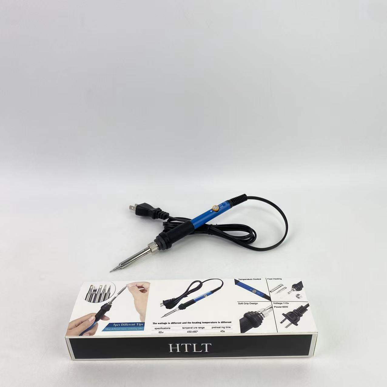 HTLT Soldering Iron Kit Electronics - Adjustable Temperature Solder Iron AC110V 60W with Different Solder Tips, Soldering Stand, Solder Wire for Variously Electronic Repair