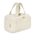 thumbnail image 1 of Travel Toiletry Bag for Women, Large Wide-open Puffy Cosmetic Makeup Bag with Wet-Dry Separation, Multi-Pocket Organizer with Carry Handle for Toiletries, Cosmetics, Essentials, Beige, 1 of 5