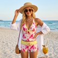 thumbnail image 4 of Women's Two Piece Swimsuits Tankini Tops with Boy Shorts Halter Neck High Waisted Bathing Suit, 4 of 8