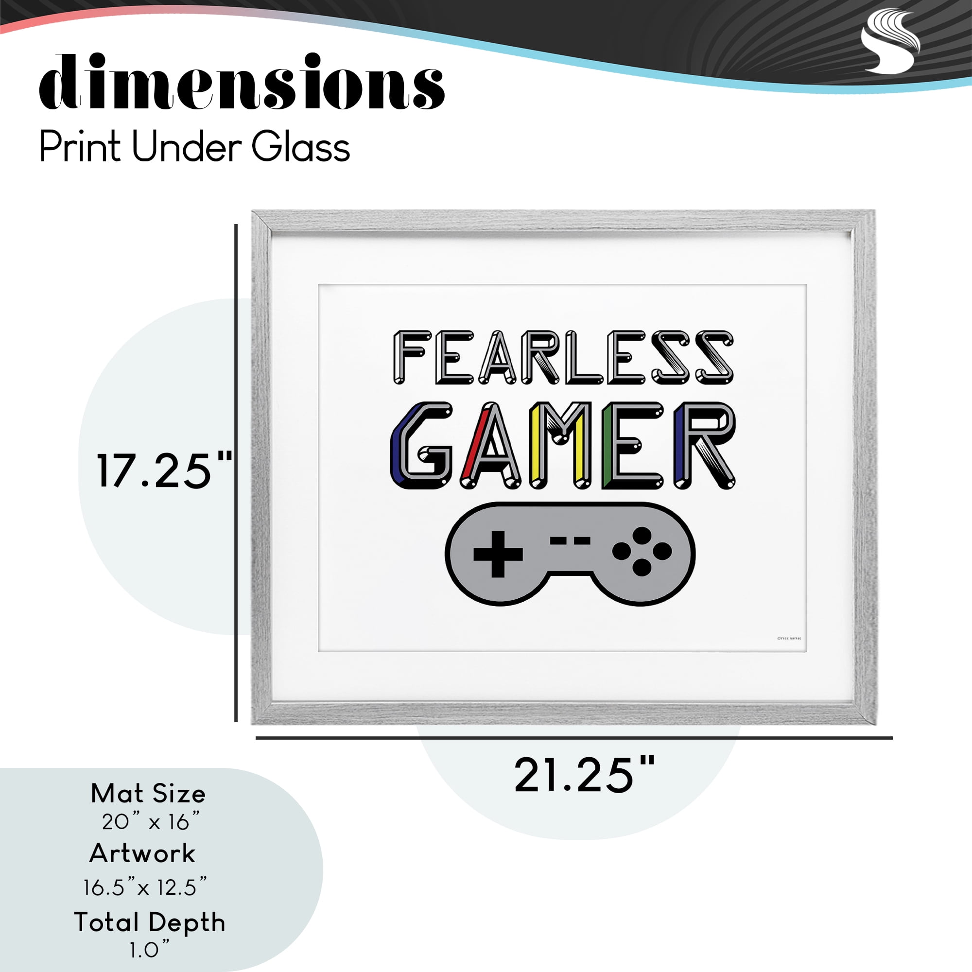 Stupell Industries Fearless Gamer Retro Gray Framed Print Under Glass, design by Yass Naffas Designs