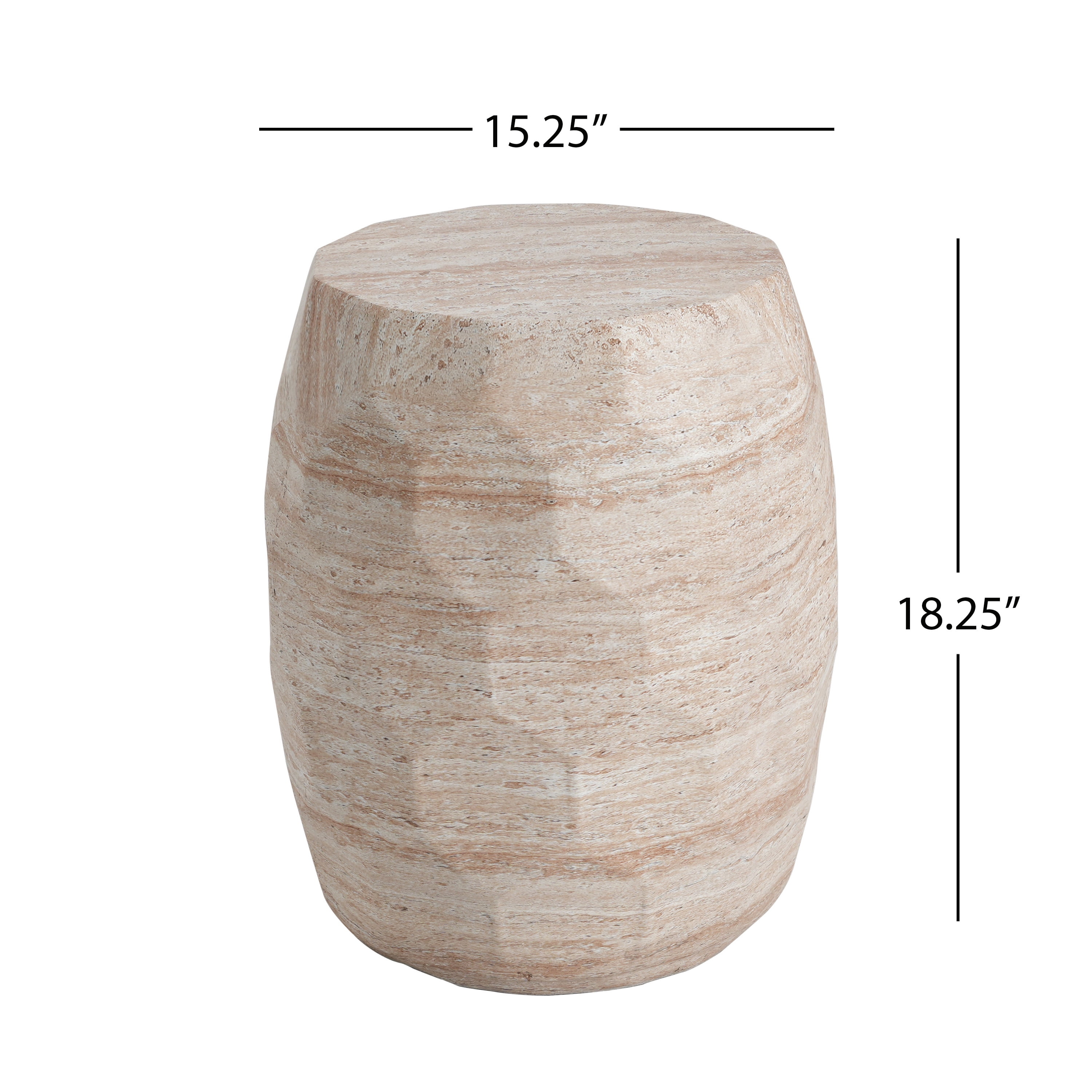 Side Table, Outdoor Indoor Lightweight Concrete Table for Patio Balcony Garden, Travertine Finish