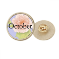 thumbnail image 1 of Motif de Conception Fleur de Lotus Octobre Rond Métal Broche d'Or Clip, 1 of 3