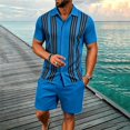 thumbnail image 2 of Men's Shirt and Shorts 2 Piece Set, Casual Button Down with Matching Shorts, Lightweight Summer Sportswear Outfit for Men, 2 of 4