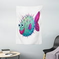 thumbnail image 1 of Fish Tapestry, Cheerful Bubble Fish Illustrated in Vibrant Colors on White Background, Wall Hanging for Bedroom Living Room Dorm Decor, 40W X 60L Inches, Mint Green Hot Pink Purple, by Ambesonne, 1 of 2