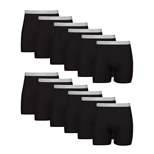 Hanes Big & Tall Boxer Briefs, Cool Dri Moisture-Wicking Underwear, Cotton  No-Ride-Up for Men, Multi-Packs Available, 12 Pack-Black, XX-Large 