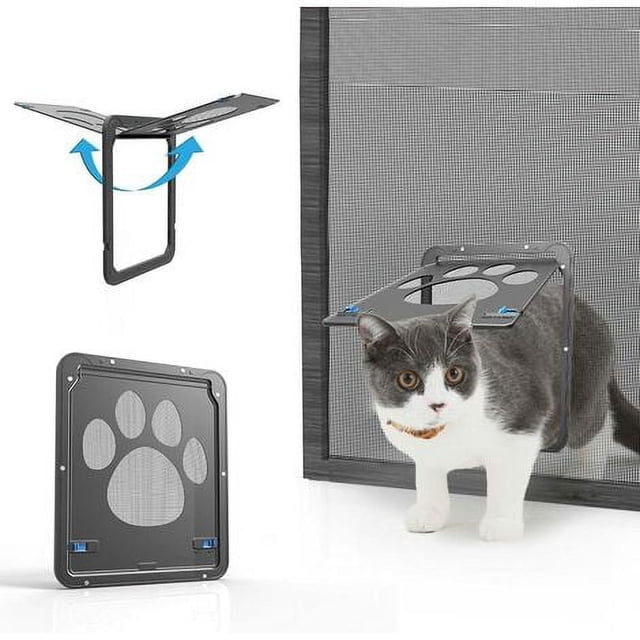 Blue Dream Puerta para Gatos para Mosquitera Fácil de Instalar Cat Freedom Puerta con Mosquitera con Cerradura para Gatos/Perros pequeños/Medianos