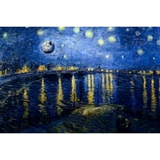 Hidden Spaceship Starry Night Over the Rhone Van Gogh Art Humor UFO Space Ship Alien Secret Find Cool Wall Art Print Poster 12x18