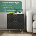 thumbnail image 6 of Yardi Yard 2PCS Black Bedside Table, MDF Board with Metal Legs, 2 Drawers for Bedroom Storage, 6 of 11