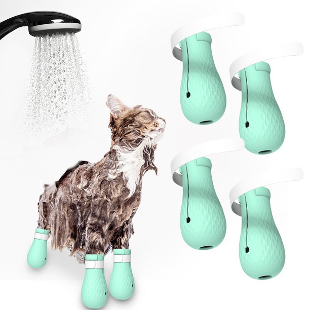 segolike 4 PIÈCES Anti-Scratch Chat Pied Chaussures Silicone Pet Toilettage  Gratter Retenue Chaussons Chaton Chat Griffes pour La Maison baignade,  rasage vert