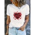 thumbnail image 1 of Happy Valentines Day Tshirt, Womens Short Sleeve Casual Top Crew Neck Shirt Comfortable For Every Wear, Gift For Women, 1 of 6