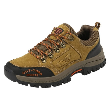

Fsqjgq Plush Slippers for Men Fashion Four Seasons Men Hiking Shoes Flat Bottom Non Slip Lace Up Comfortable 515V1 Classic Men s Khaki 41