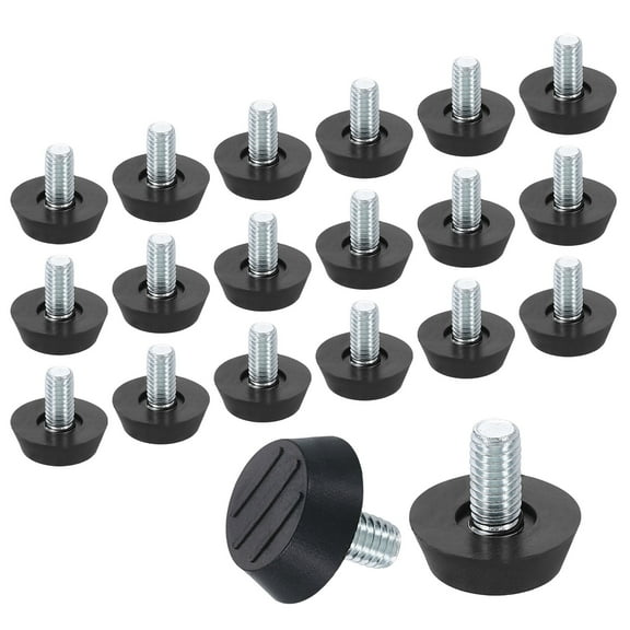 20Pack M6 Thread Furniture Feet Levelers, 19x11 Adjustable Leveling Table Feet, Screw on Furniture Glide Leveling for Chair Stool Legs, Black