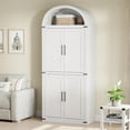thumbnail image 3 of 71.6”Tall Kitchen Pantry Cabinet, Modern Arched Wood Storage Cabinet with Doors and 5 Shelves, Versatile Cupboard for Kitchen, Dining Room, Bathroom, 3 of 6