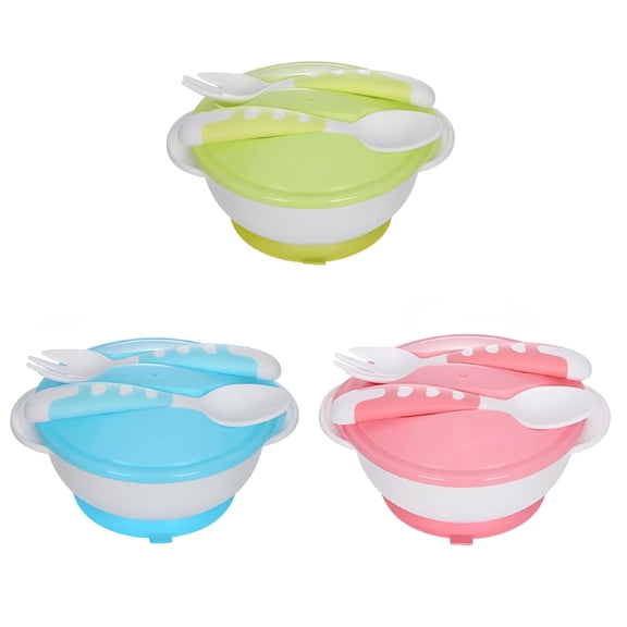 ACDANC Baby Anti-slip Double Ear Sucker Bowl With Lid With Spoon Fork Baby Training Bowl Infant Food Supplement Tableware