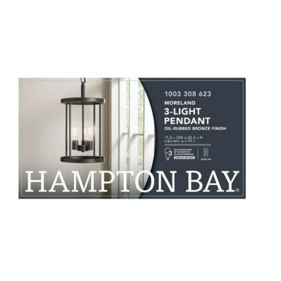 Hampton Bay Moreland 3-Light Bronze Hanging Pendant Light Open Cage