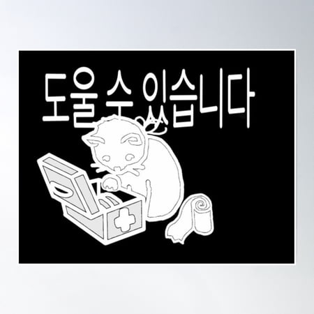 Nurse Kitty Korean Font Poster Wall Art, Modern Wall Decor, 8x12 UNFRAMED