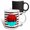 Multicolor, variant on 3drose, Image of Five Black Cats, Aqua Eyes, Stars, Waves, Circle, Red, Black, 11oz Two-tone Yellow Mug