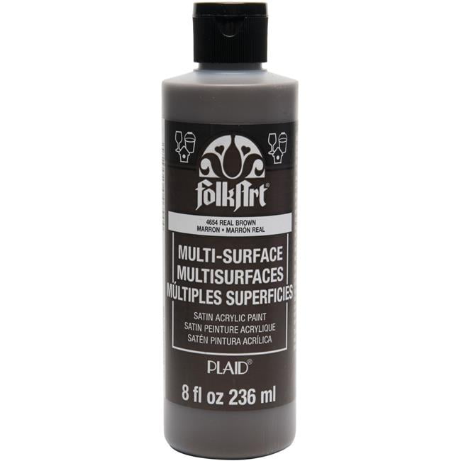 PlaidCraft FAMS8OZ4654 8 oz Folkart Multi Surface Paint, Real Brown