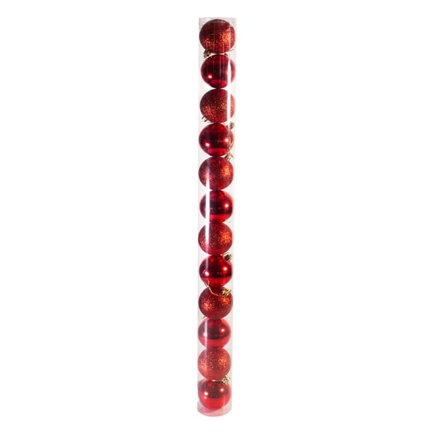Set de 12 Esferas Navideñas Jardimanía, Plástico rojo