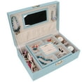 thumbnail image 3 of Large Capacity PU Leather Jewelry Storage Box Earring Necklace Container Holder with MirrorBlue, 3 of 10