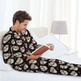 thumbnail image 6 of Naloa colorful Skull dog flower Men’s Pajamas Set - Long Sleeve Button Down Sleep Shirt and Pajama Bottoms Sleepwear Set-XX-Large, 6 of 7
