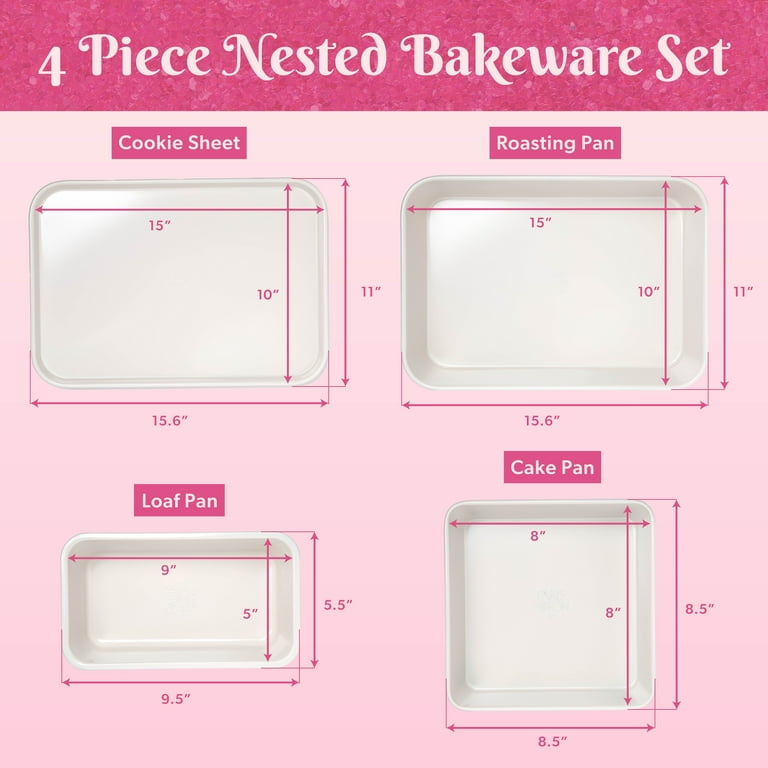 Paris Hilton 4-Piece Ceramic Nonstick Bakeware Set with Baking