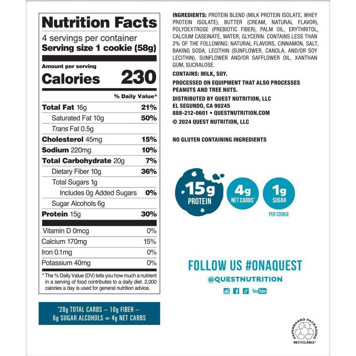 Quest Nutrition Protein Cookie - Snickerdoodle - 4pk - Pack of 2