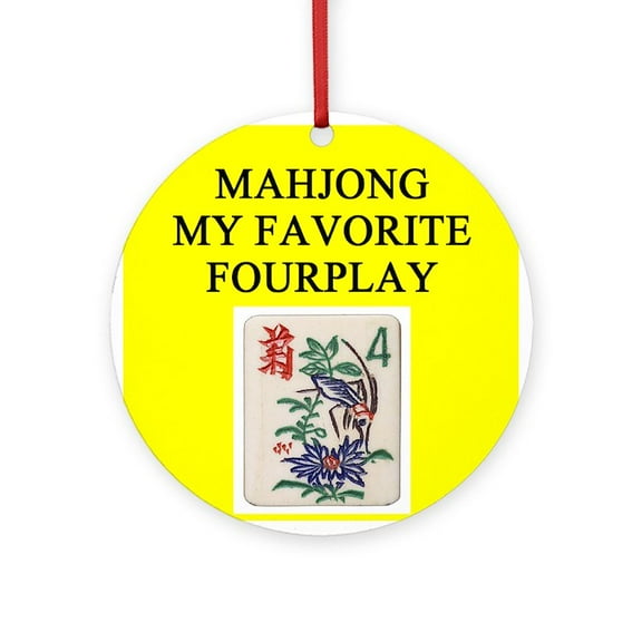 CafePress - Mahjong Player Gifts T Shirts - Round Wood Ornament 4"