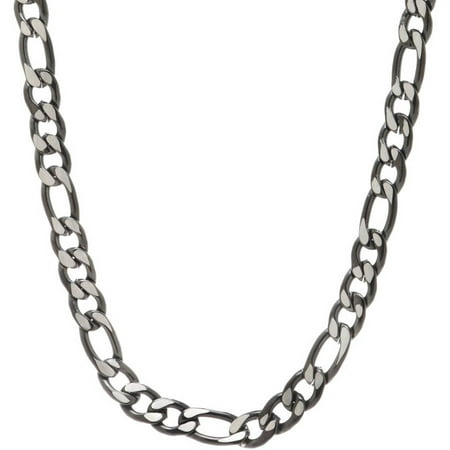 American Steel Men's Stainless Steel Jewelry/Black IP Ion Plated 30 Two-Tone Figaro Chain Necklace, 7.00mm