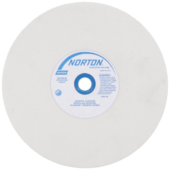 Norton Grinding Wheel, Premium Bench and Pedestal Aluminum Oxide Bench Grinder Wheel, Medium Grit 8 Inch Grinding Wheel, Pack of 1 CA2