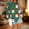 thumbnail image 5 of Christmas Crewneck Sweatshirts Womens Long Sleeve Xmas Pullover Shirts Loose Cute Holiday Tops, L Army Green, 5 of 5