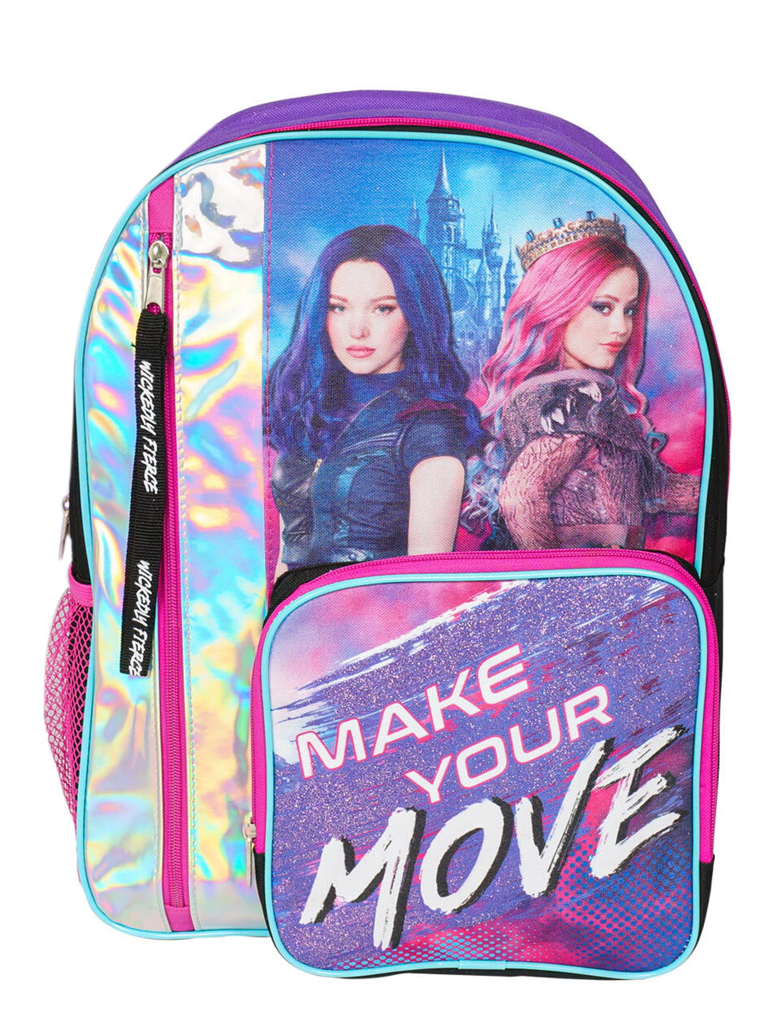 Disney Descendants 2 Backpack  Purple Faux Leather School Back pack Mal Evie NEW