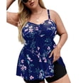 thumbnail image 1 of Trajes de baño de talla grande para mujer con estampado floral de 2 piezas Tankini con pantalones cortos para nadar fiestas en la playa, 1 of 8