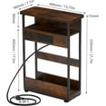 Narrow Side Table With Charging Station, 3Tier End Table with 2 USB