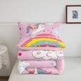 thumbnail image 5 of Manfei Dreamy Unicorn Pattern Twin Comforter Sets,Kawaii Flowers Bedding Set,Pink,Pink Reversible,2-Piece,1 Comforter and 1 Pillowcase, 5 of 7