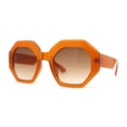 thumbnail image 3 of Womens Octagonal Mod Classy Thick Plastic Sunglasses Orange Brown, 3 of 4