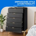 thumbnail image 3 of DEXTRUS Fluted 5-Drawer Dresser with Metal Stand for Bedroom, Metal Chest of Drawers, Black, 3 of 8