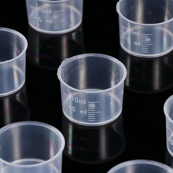 50Pcs 10Ml Plastic Measuring Cup, Scale Cup, Transparent Laboratory Measurement YIWEI