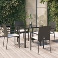 thumbnail image 1 of vidaXL 5 Piece Garden Dining Set with Cushions Black Poly Rattan, 1 of 5