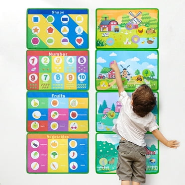 Simuch Wall Chart for Toddlers, Toddler Learning Activities Poster Wall, Early Education, Shape and Fruits, Numbers, Animals.