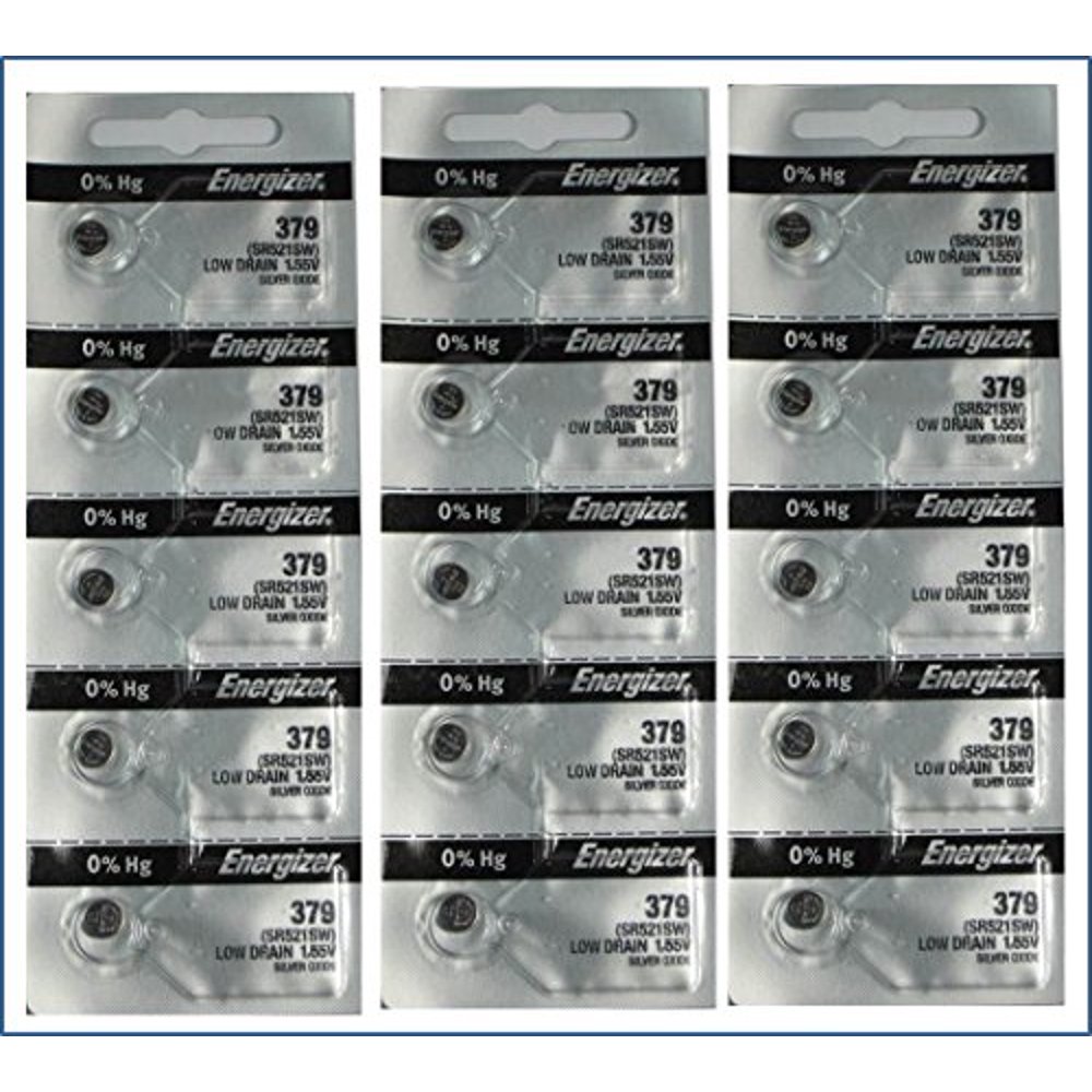 15 Energizer 379 Button Cell Silver Oxide Sr521sw Watch Battery (3