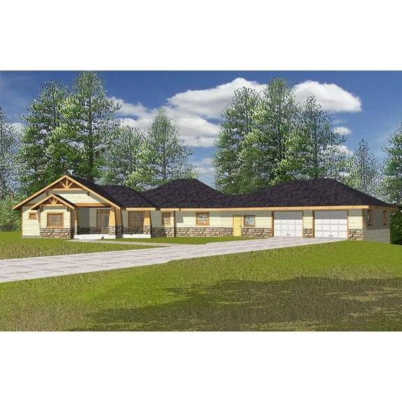 001-2092: Mountain Craftsman 5 Bed, 4 Bath Luxury Home Plan, 4632 Sq Ft: Full Blueprints with License to Build by Home Plan Marketplace - Lesuto